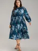 Floral Mock Neck Frill Trim Keyhole Dress sold by Bloomchic