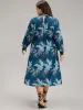 Floral Mock Neck Frill Trim Keyhole Dress sold by Bloomchic