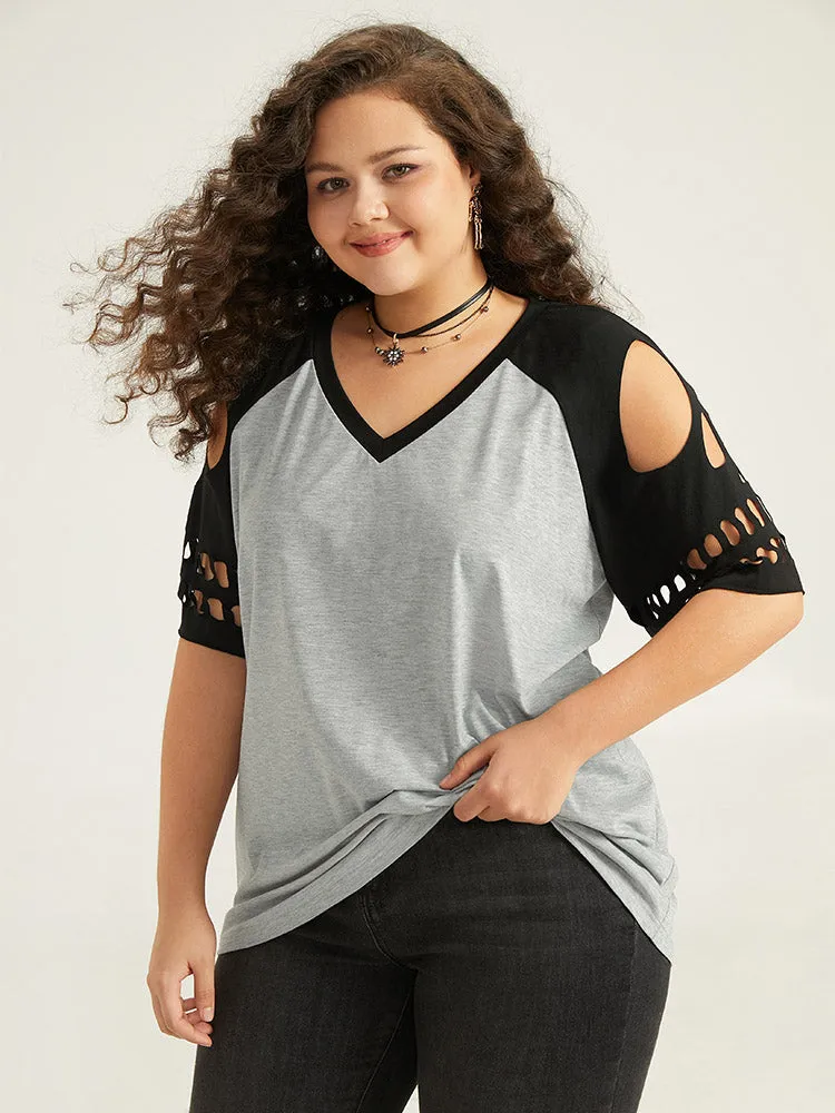 Halloween Skull Cut Out Raglan Sleeve T-shirt sold by Bloomchic product image thumbnail 5