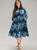 Floral Mock Neck Frill Trim Keyhole Dress sold by Bloomchic