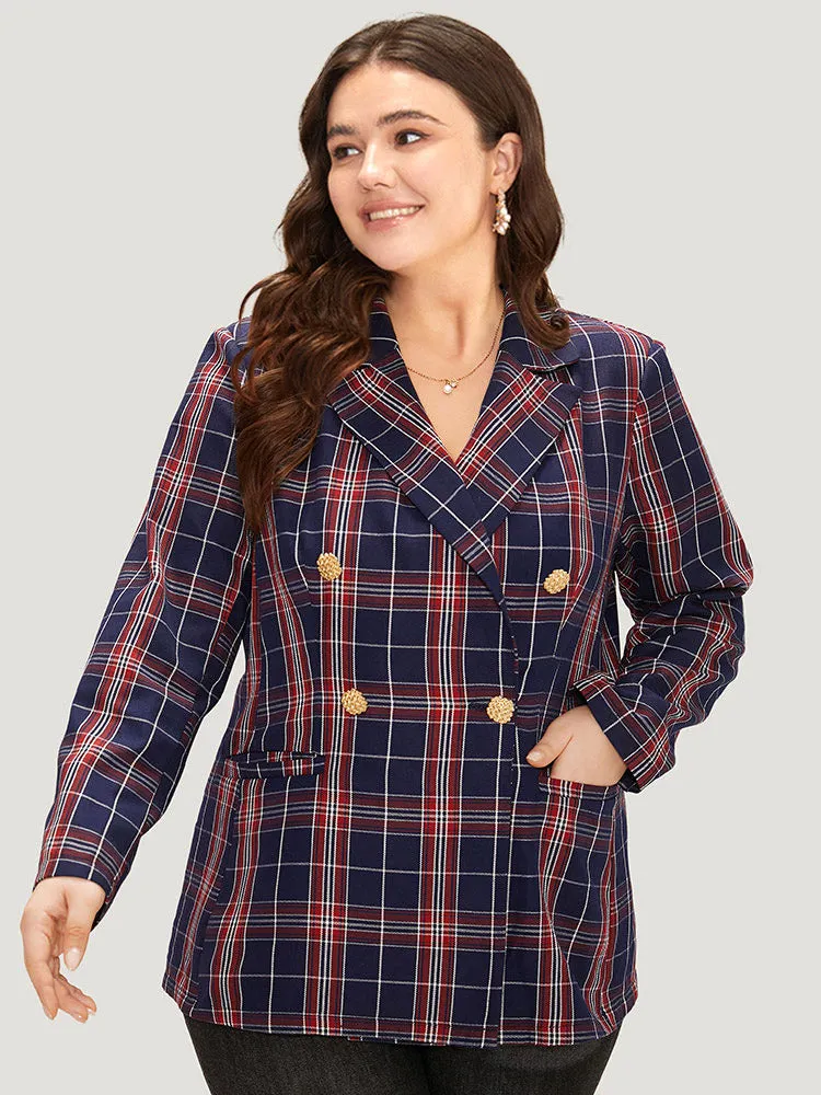 Plaid Suit Collar Button Up Pocket Blazer sold by Bloomchic