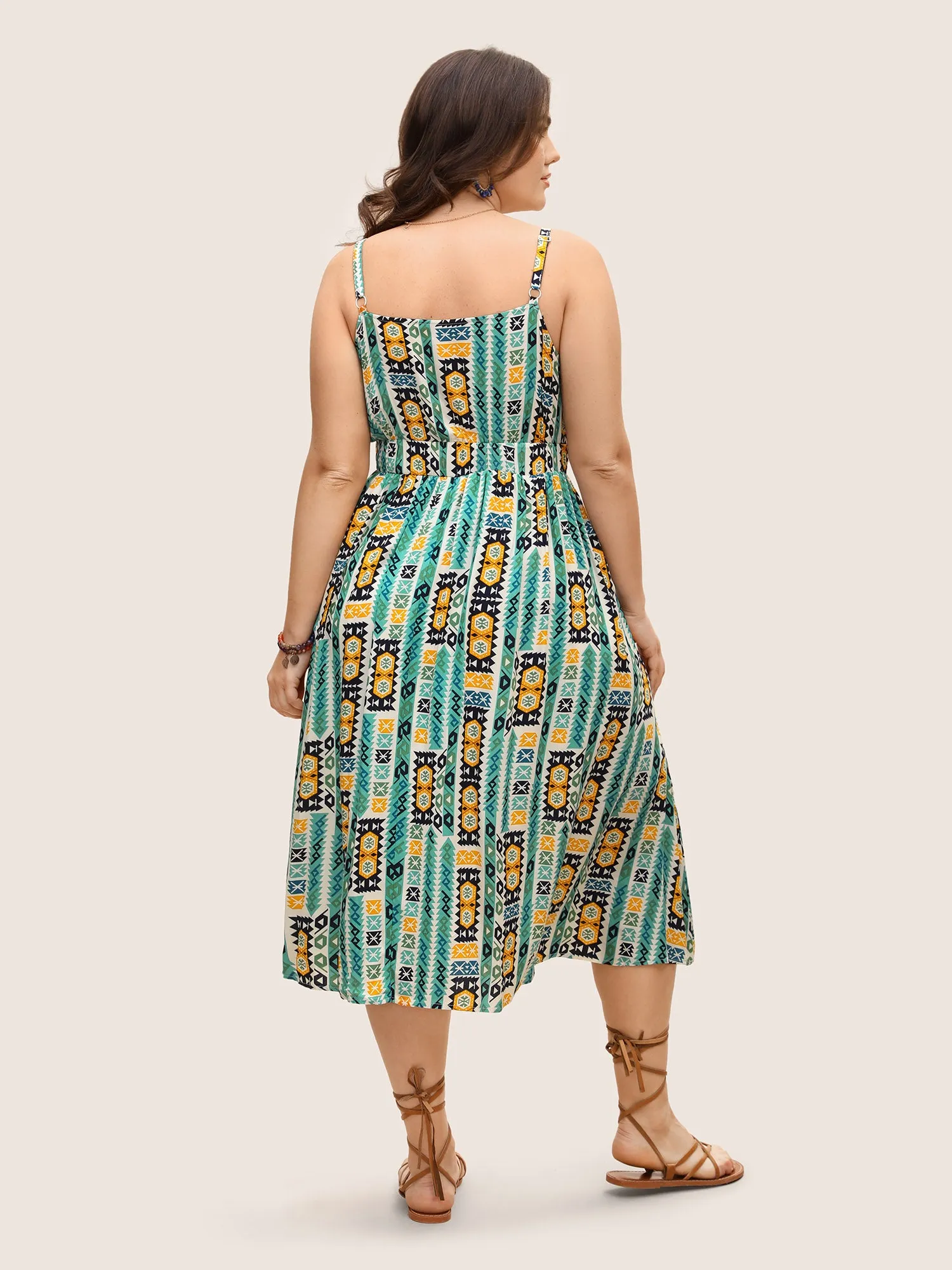 Geometric Bandana Print Tie Knot Midi Dress sold by Bloomchic product image thumbnail 4