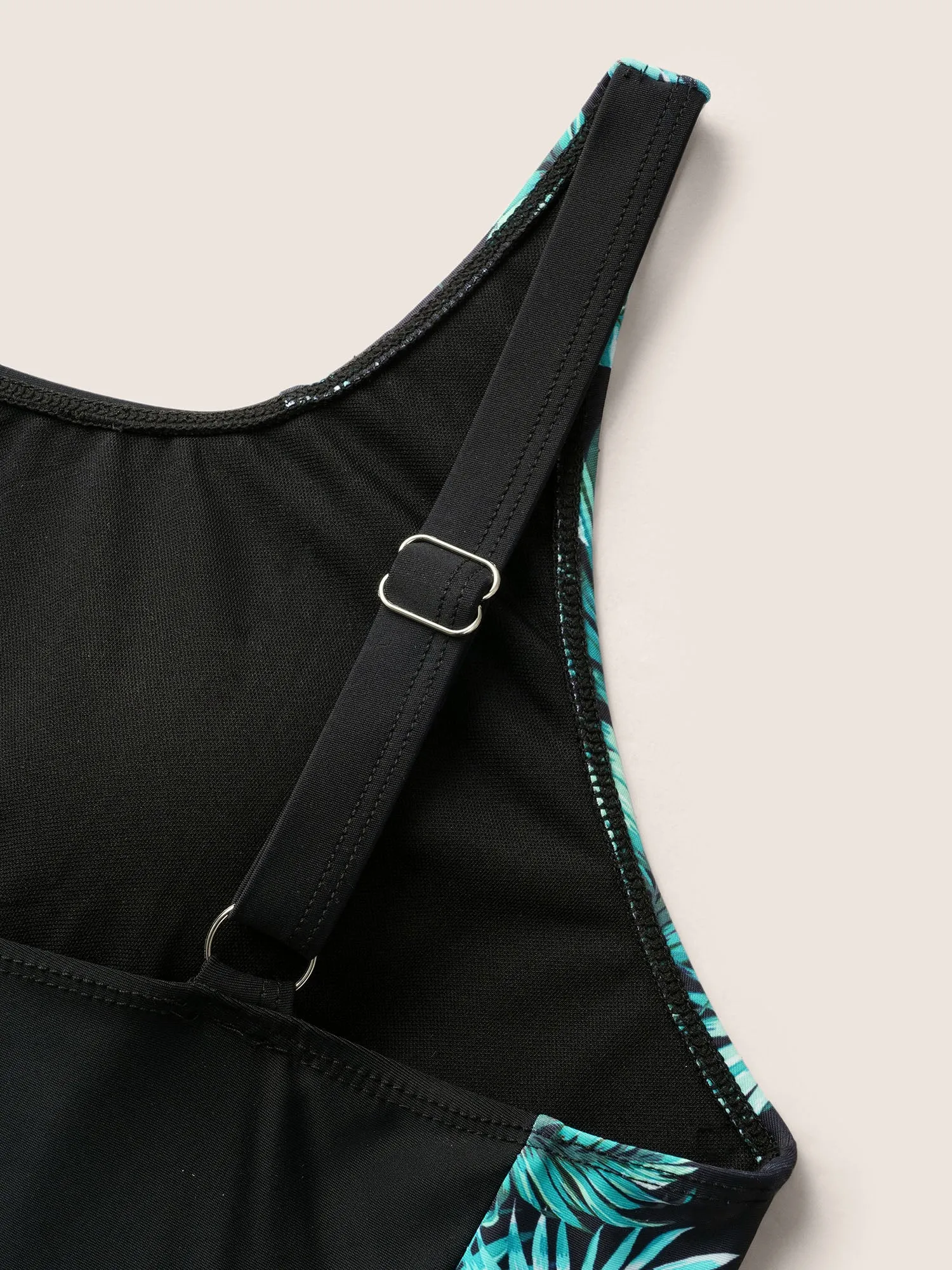 U Neck Tropical Print Patchwork One Piece Swimsuit sold by Bloomchic product image thumbnail 5