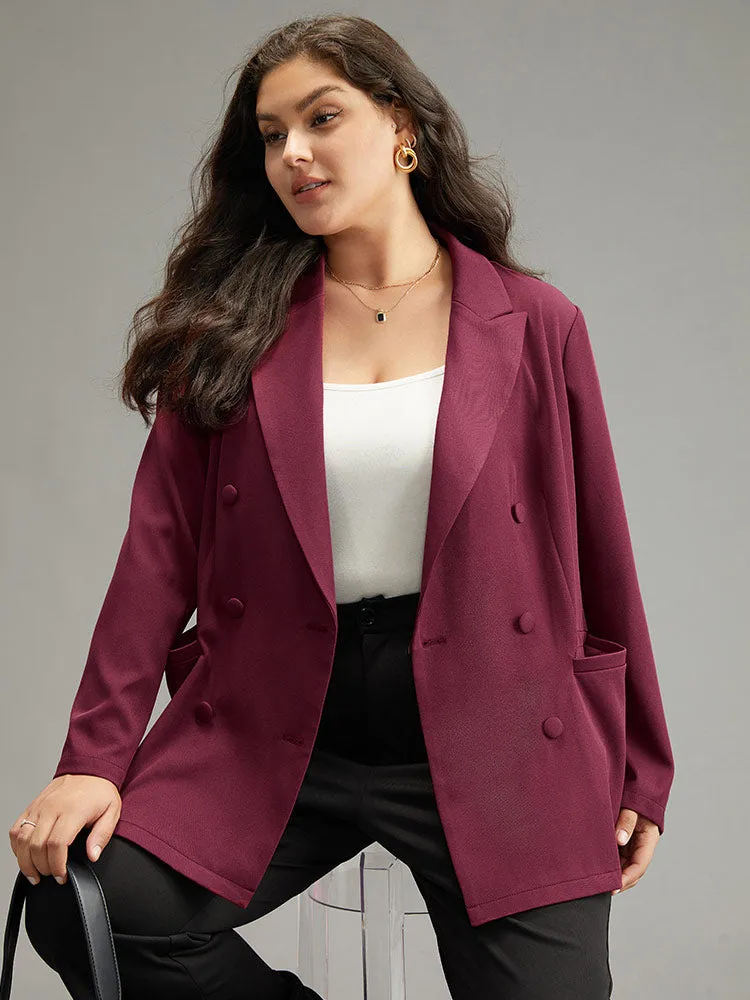 Solid Double Breasted Pocket Blazer sold by Bloomchic