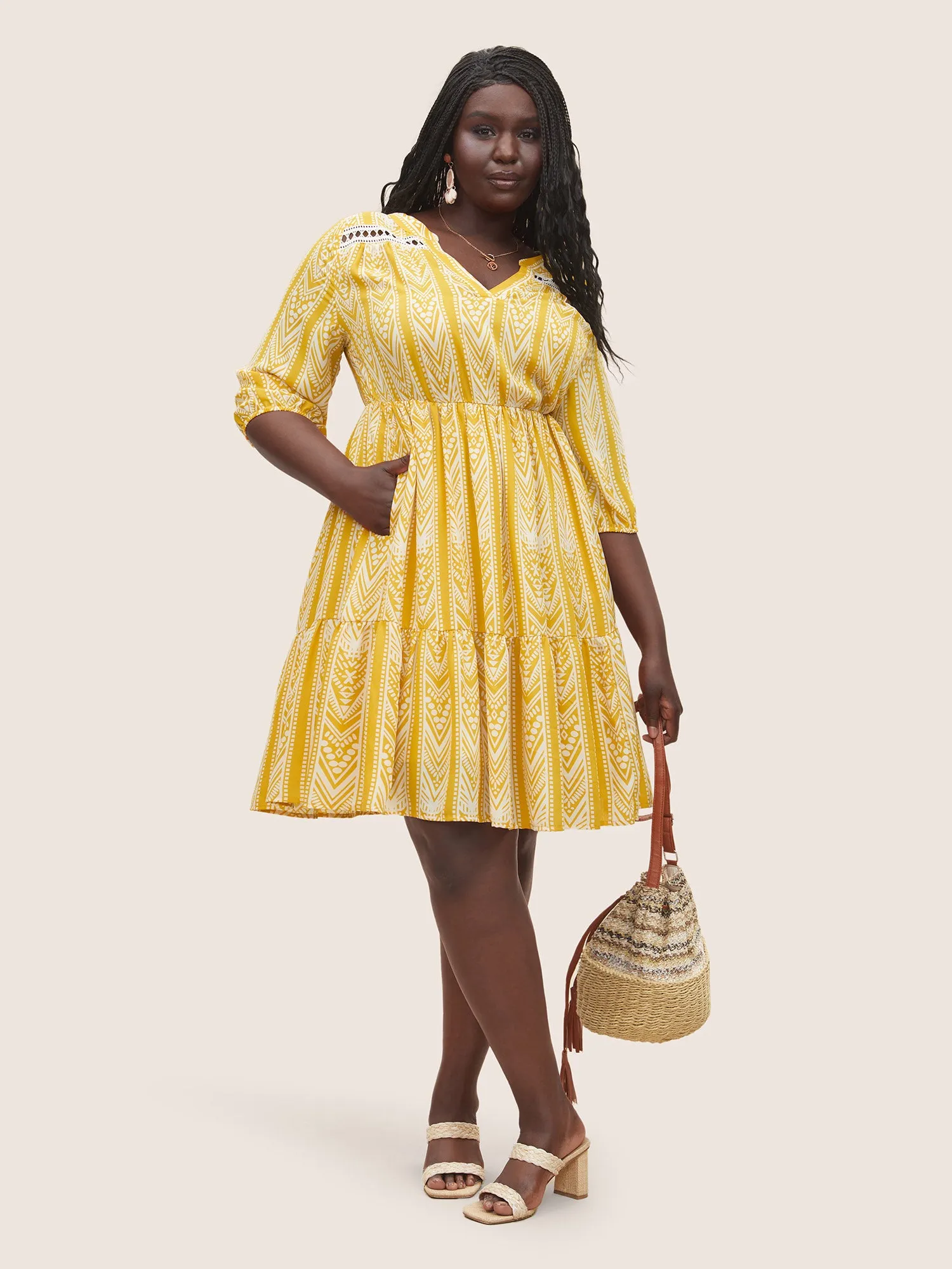 Bandana Geometric Notched Cut Out Dress sold by Bloomchic product image thumbnail 2