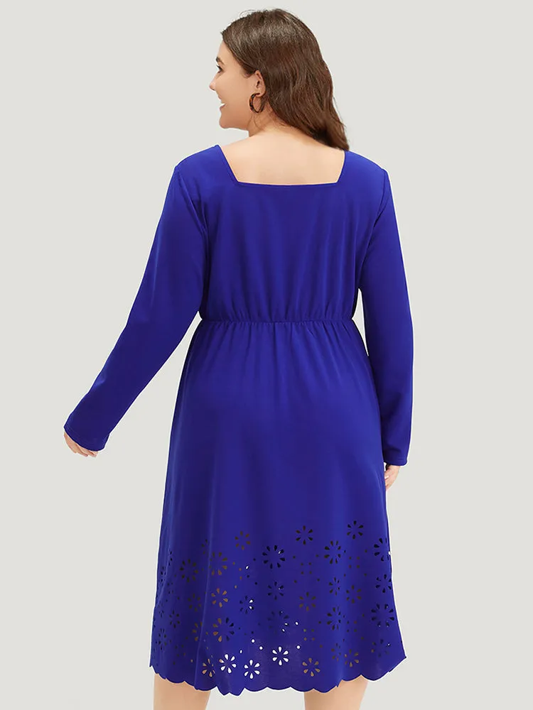 Plain Laser Cut Gathered Square Neck Dress sold by Bloomchic product image thumbnail 2