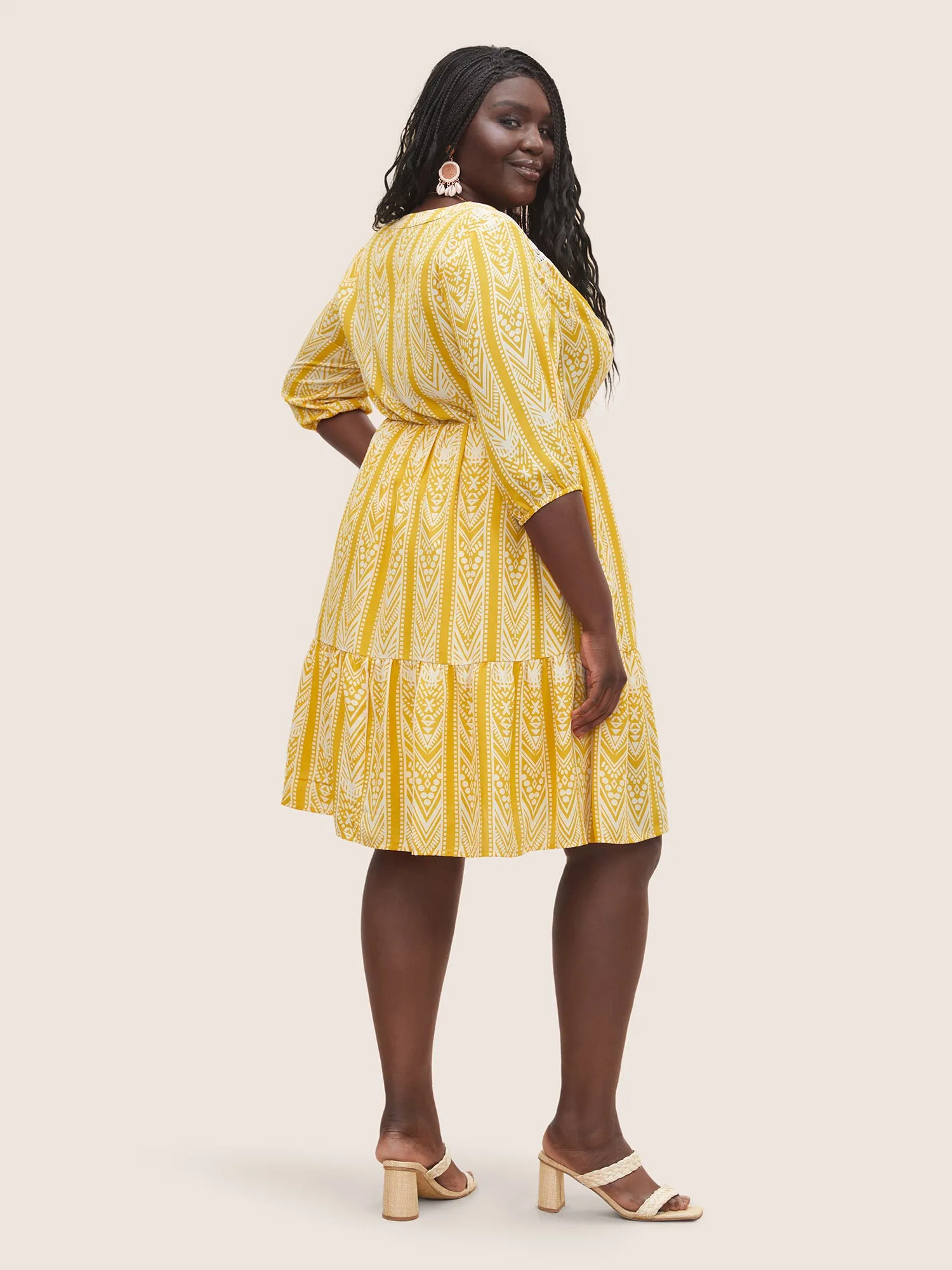 Bandana Geometric Notched Cut Out Dress sold by Bloomchic product image thumbnail 3