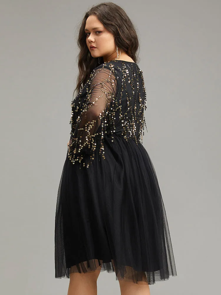 Sequin Mesh Patchwork Tassel Dress sold by Bloomchic product image thumbnail 3