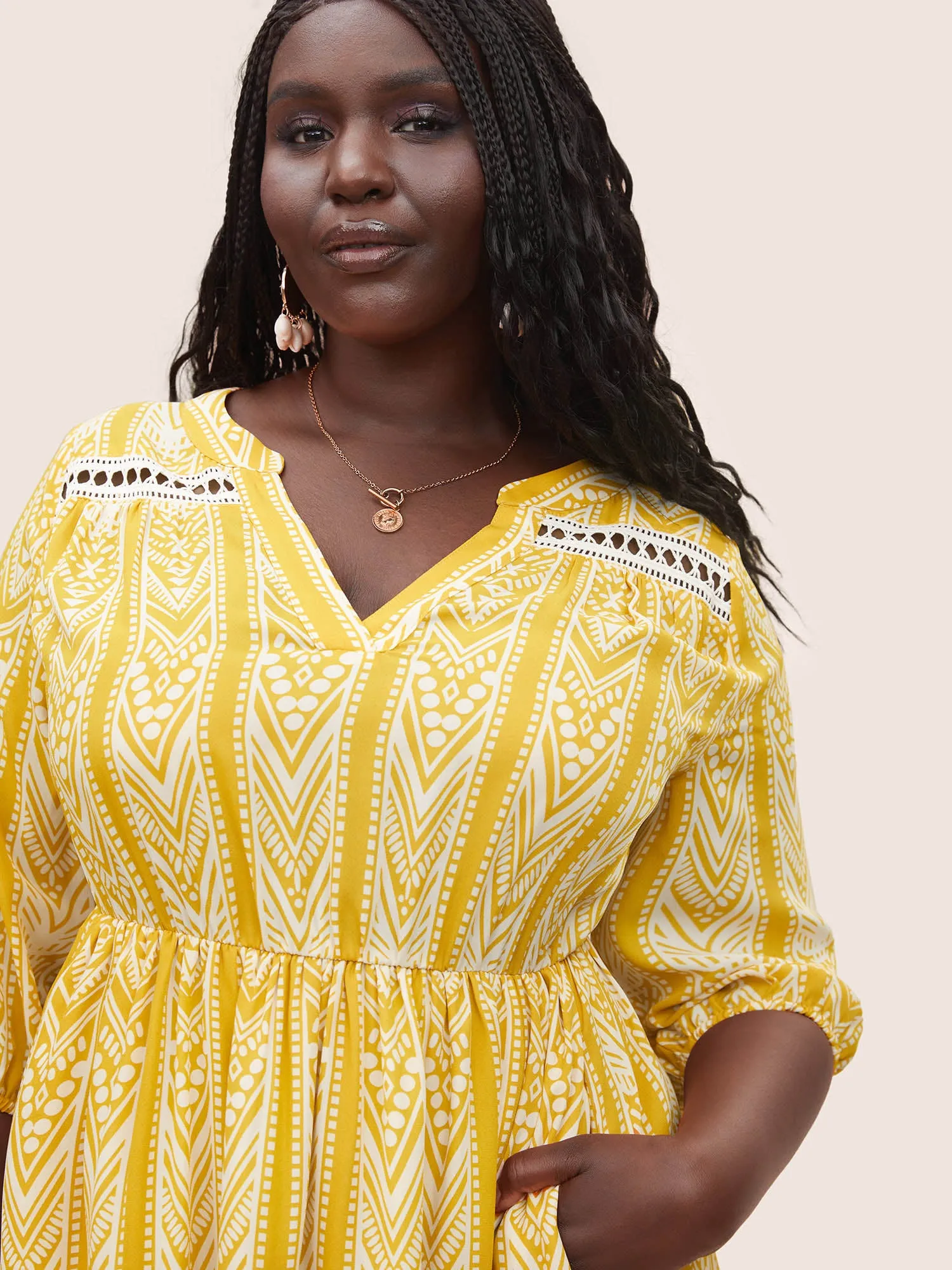 Bandana Geometric Notched Cut Out Dress sold by Bloomchic product image thumbnail 4