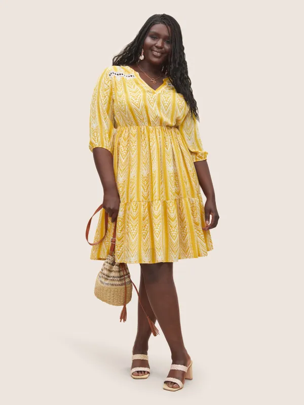 Bandana Geometric Notched Cut Out Dress sold by Bloomchic