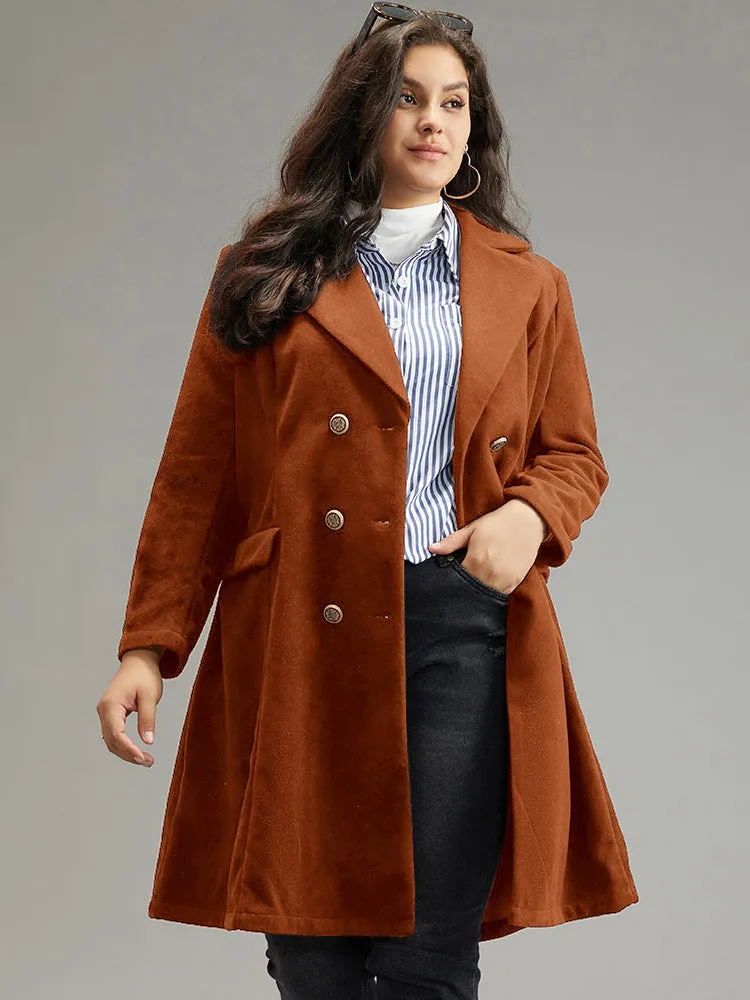 Lapel Collar Double Breasted Pocket Coat sold by Bloomchic