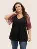 Boho Print Patchwork Raglan Sleeve T-shirt sold by Bloomchic