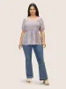 Floral Square Neck Shirred Frill Trim Blouse sold by Bloomchic