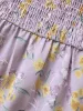 Floral Square Neck Shirred Frill Trim Blouse sold by Bloomchic