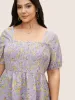Floral Square Neck Shirred Frill Trim Blouse sold by Bloomchic