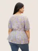 Floral Square Neck Shirred Frill Trim Blouse sold by Bloomchic