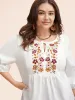 Floral Embroidered Tie Knot Lantern Sleeve Blouse sold by Bloomchic