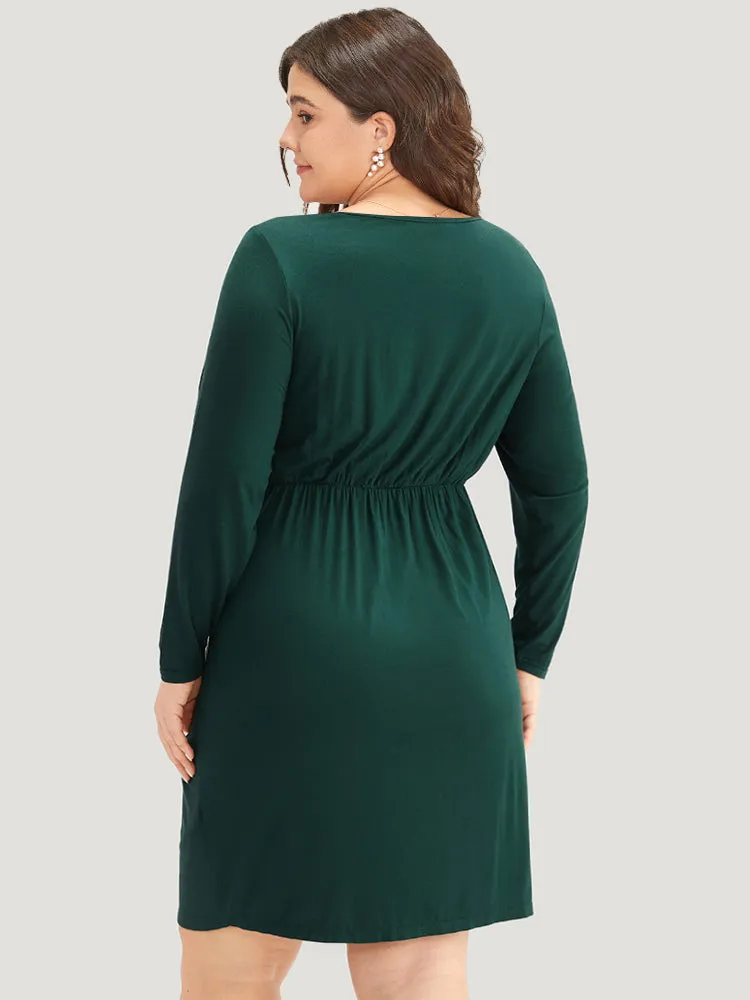 Solid Wrap Twist Front V Neck Dress sold by Bloomchic product image thumbnail 2