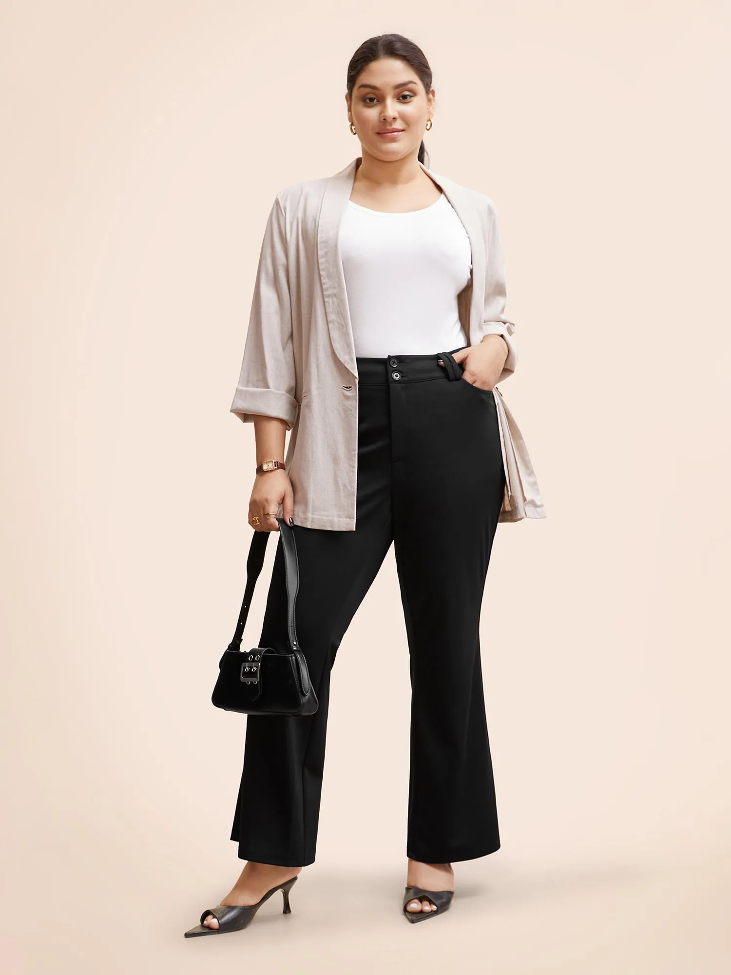 Stretch Woven Double Button Drape Pants sold by Bloomchic product image thumbnail 3