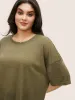 Solid Drop Shoulder Split Hem T-shirt sold by Bloomchic