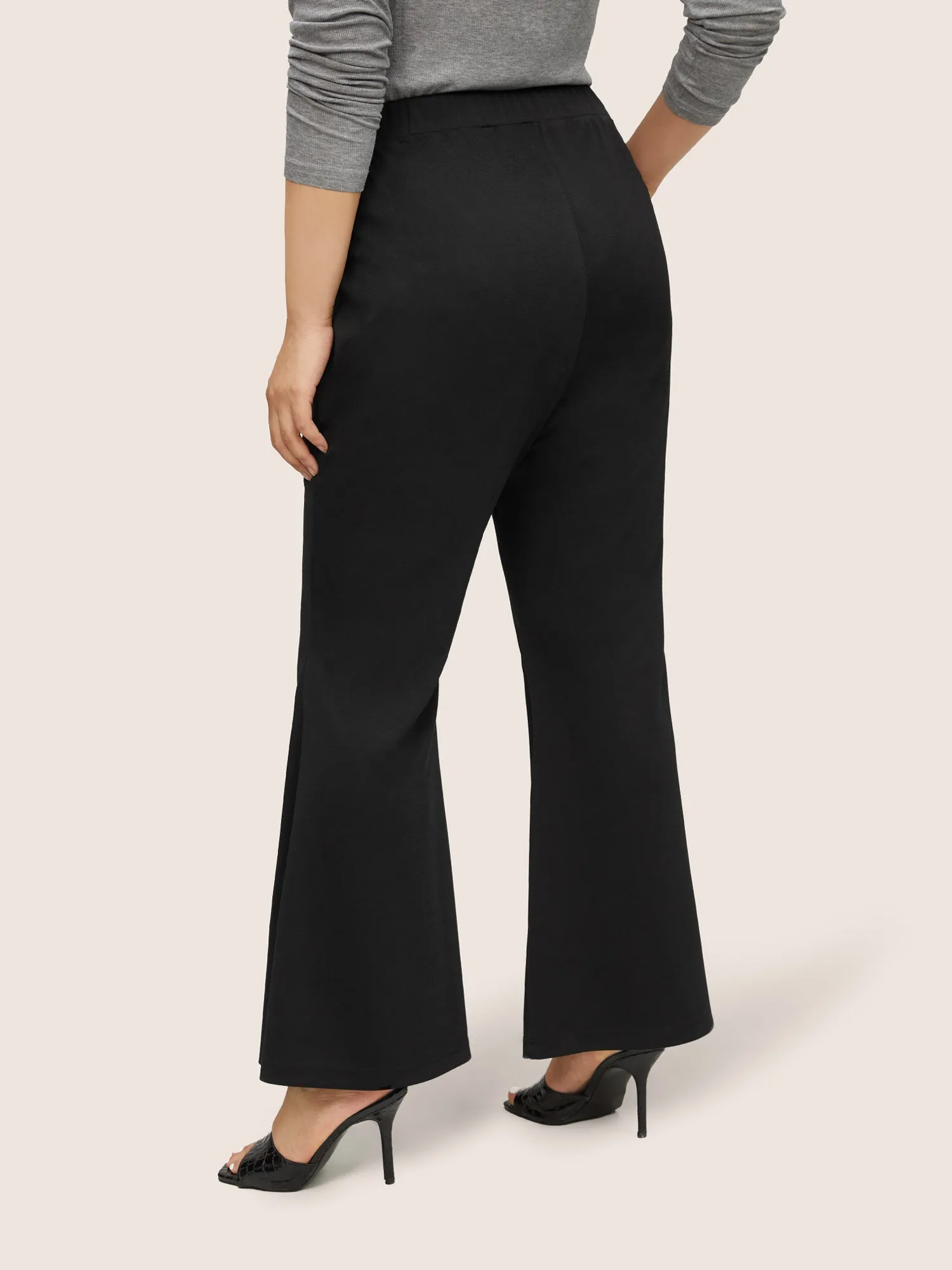 Solid Elastic Waist Pocket Flare Leg Pants sold by Bloomchic product image thumbnail 2