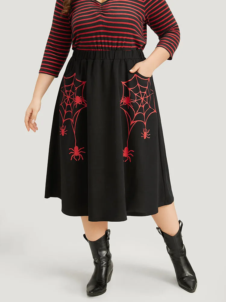 Halloween Spider Web Pocket Woven Skirt sold by Bloomchic product image thumbnail 2
