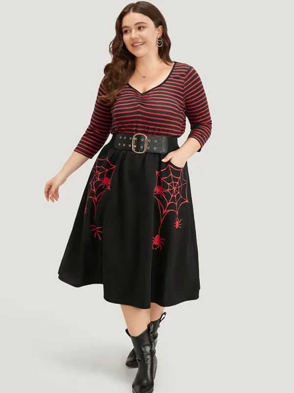 Halloween Spider Web Pocket Woven Skirt sold by Bloomchic