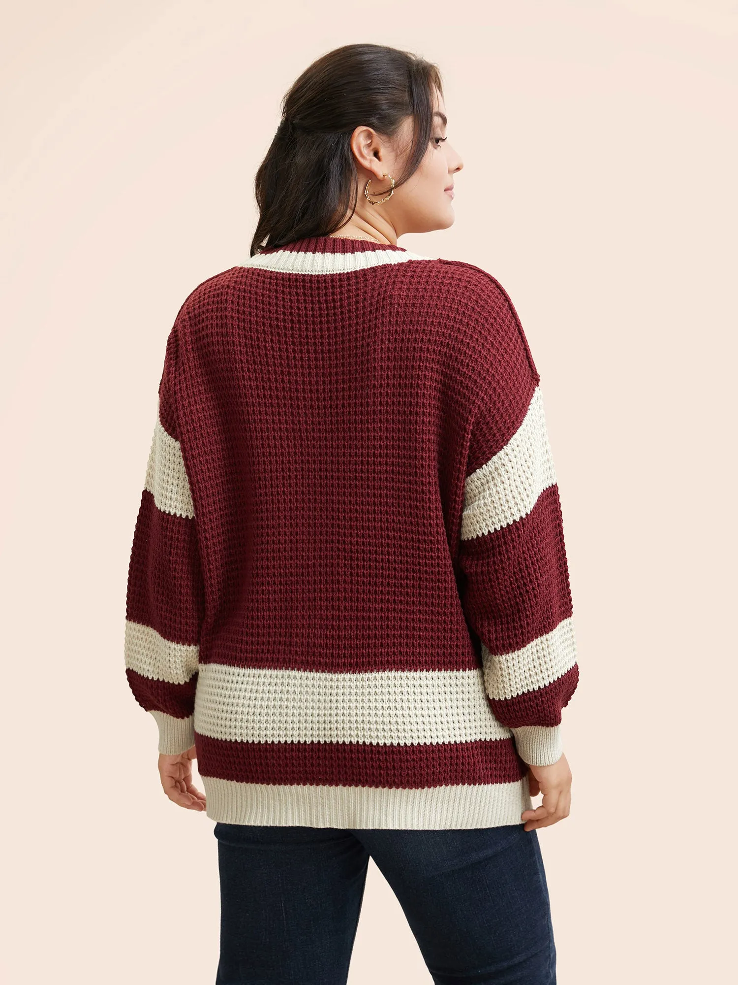 Colorblock Contrast Textured Patched Pocket Cardigan sold by Bloomchic product image thumbnail 2