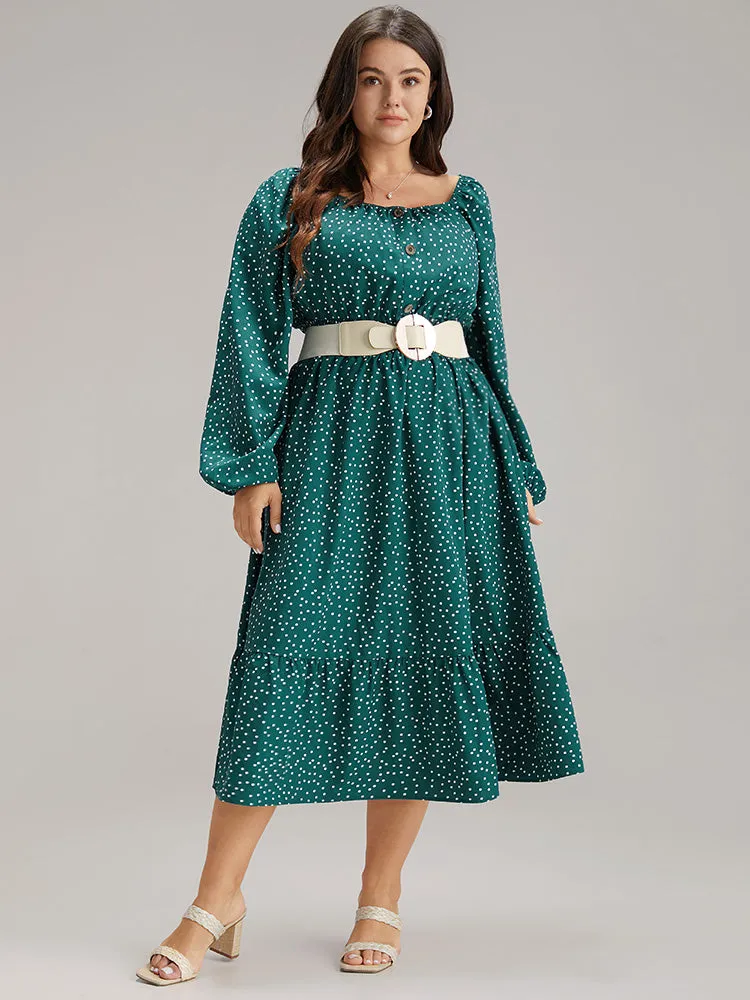 Polka Dot Square Neck Shirred Button Detail Dress sold by Bloomchic product image thumbnail 2