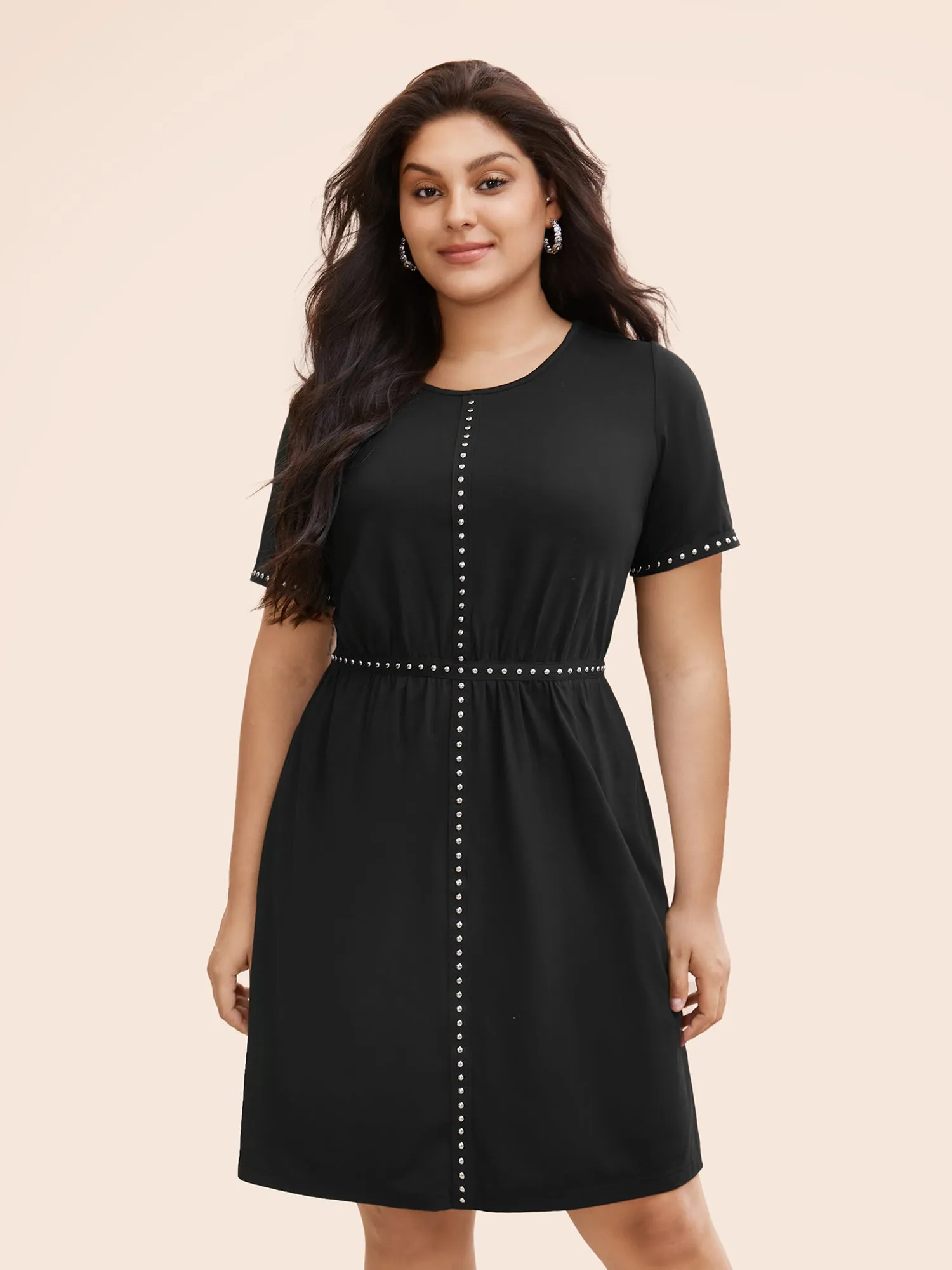 Stud Woven Pockets Midi Dress sold by Bloomchic