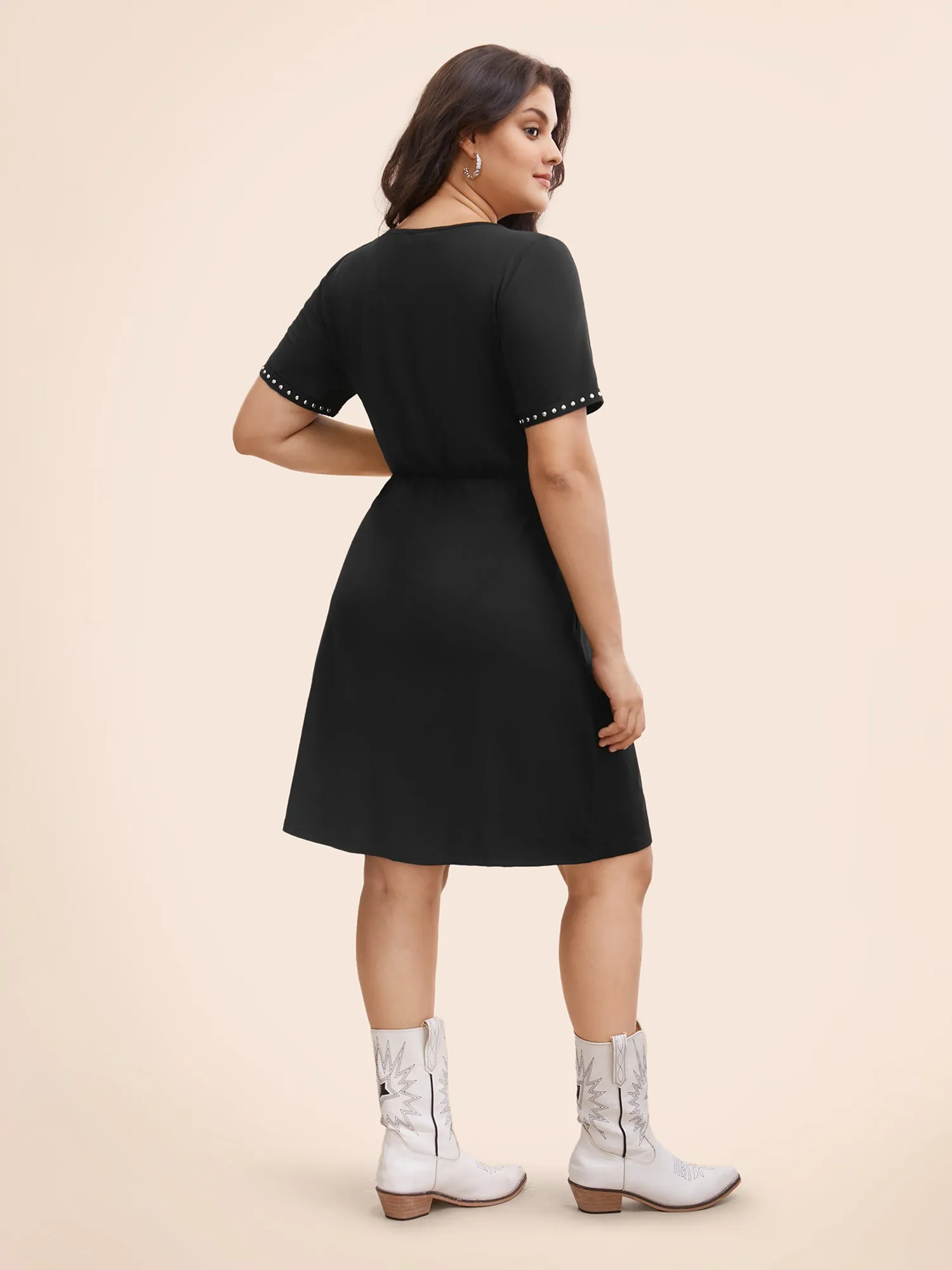 Stud Woven Pockets Midi Dress sold by Bloomchic product image thumbnail 4