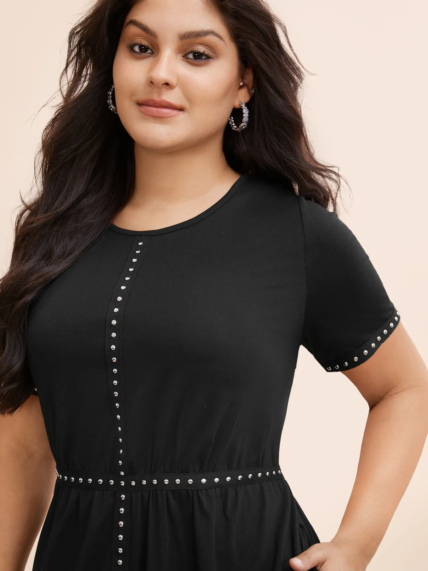 Stud Woven Pockets Midi Dress sold by Bloomchic product image thumbnail 3