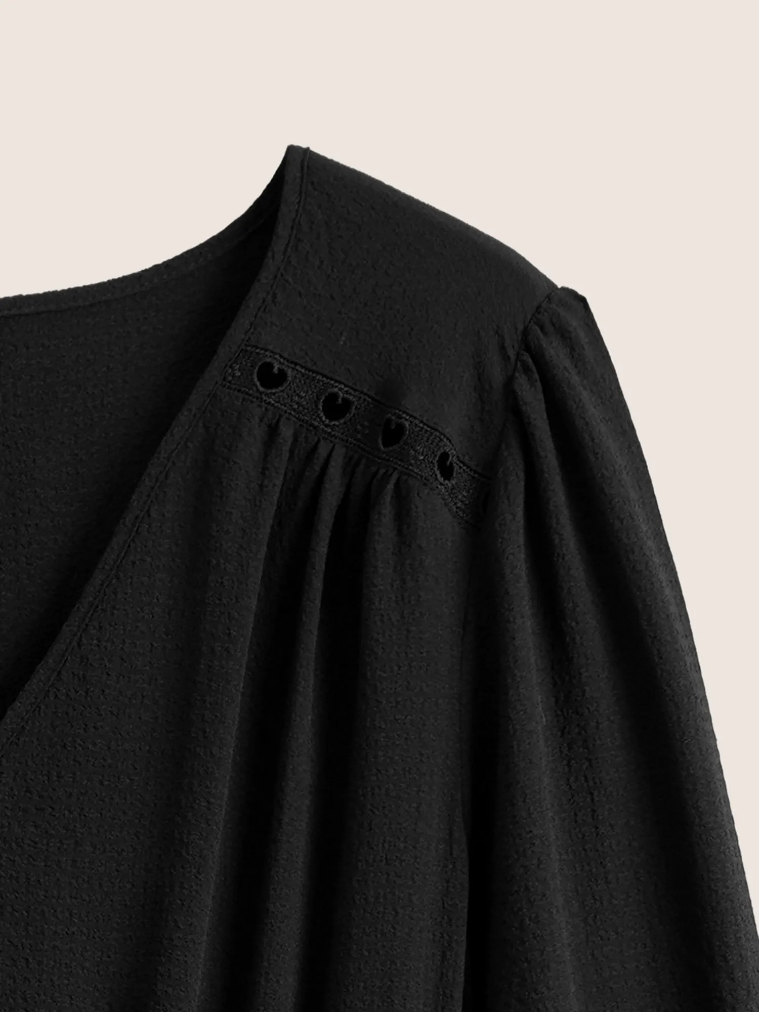 Hollow Out Lantern Sleeve Flutter Layered Hem Dress sold by Bloomchic product image thumbnail 5