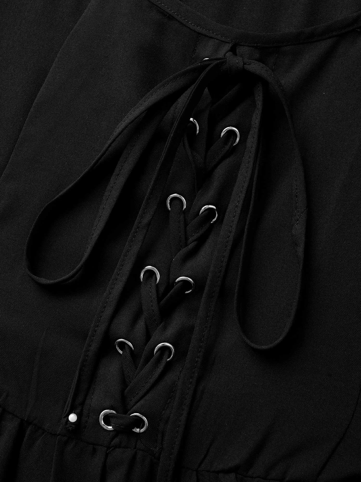 Solid Bell Sleeve Pocket Ties High Low Hem Dress sold by Bloomchic product image thumbnail 5