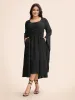 Solid Bell Sleeve Pocket Ties High Low Hem Dress sold by Bloomchic