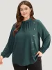 Anti-Wrinkle Asymmetrical Button Gathered Blouse sold by Bloomchic