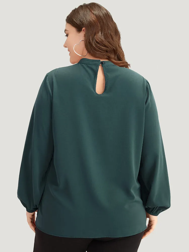 Anti-Wrinkle Asymmetrical Button Gathered Blouse sold by Bloomchic product image thumbnail 2