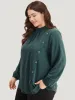 Anti-Wrinkle Asymmetrical Button Gathered Blouse sold by Bloomchic