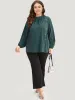 Anti-Wrinkle Asymmetrical Button Gathered Blouse sold by Bloomchic