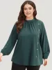 Anti-Wrinkle Asymmetrical Button Gathered Blouse sold by Bloomchic