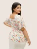 Heart Neckline Floral Frill Trim Blouse sold by Bloomchic