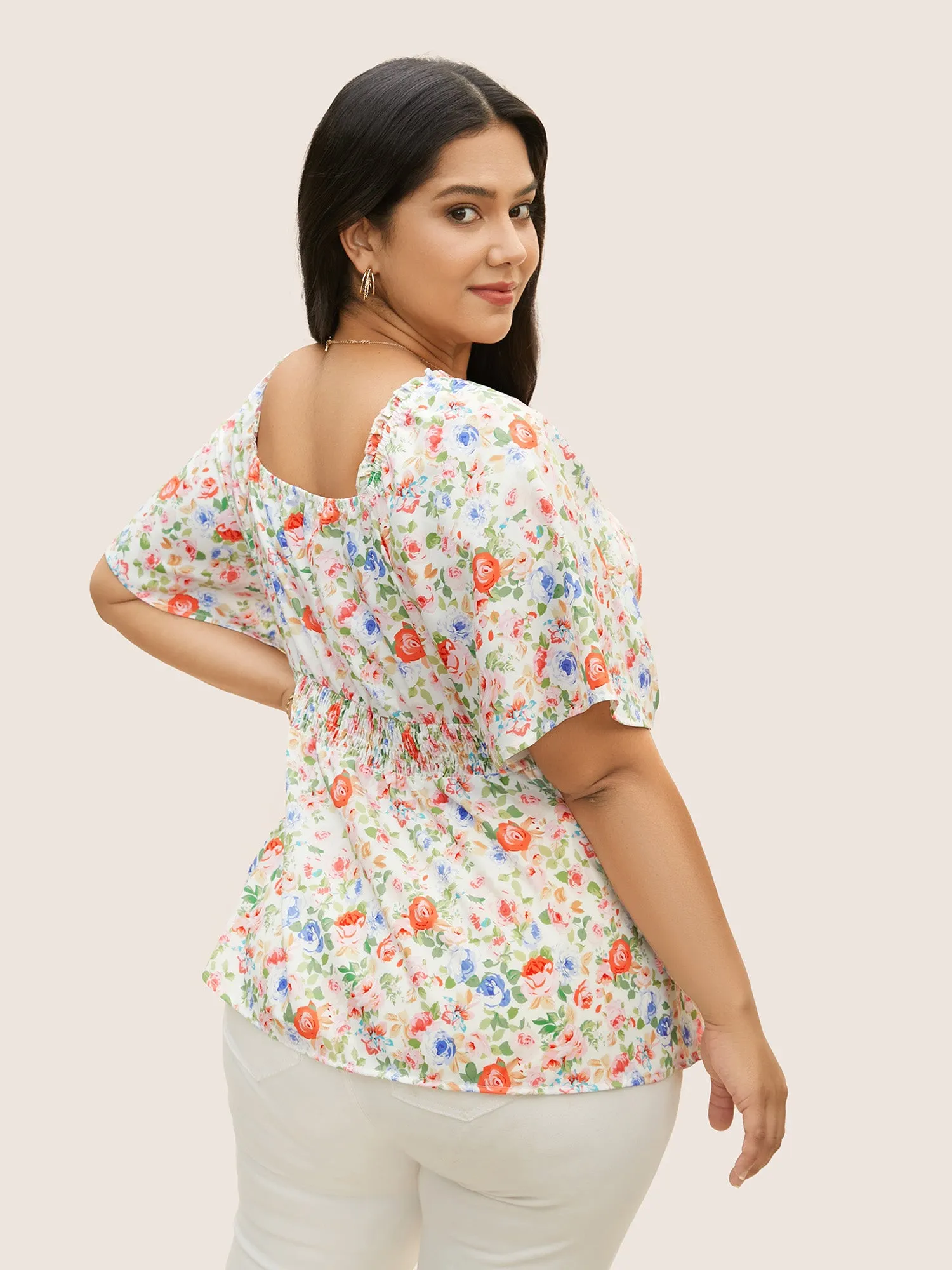 Heart Neckline Floral Frill Trim Blouse sold by Bloomchic product image thumbnail 3