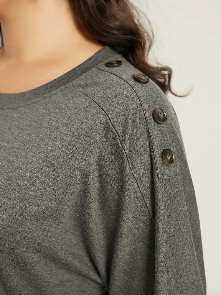 Plain Button Detail Pocket Gathered Dress sold by Bloomchic product image thumbnail 5