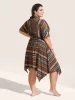 Colored Striped Cross Straps Asymmetrical Hem Kimono sold by Bloomchic
