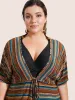Colored Striped Cross Straps Asymmetrical Hem Kimono sold by Bloomchic