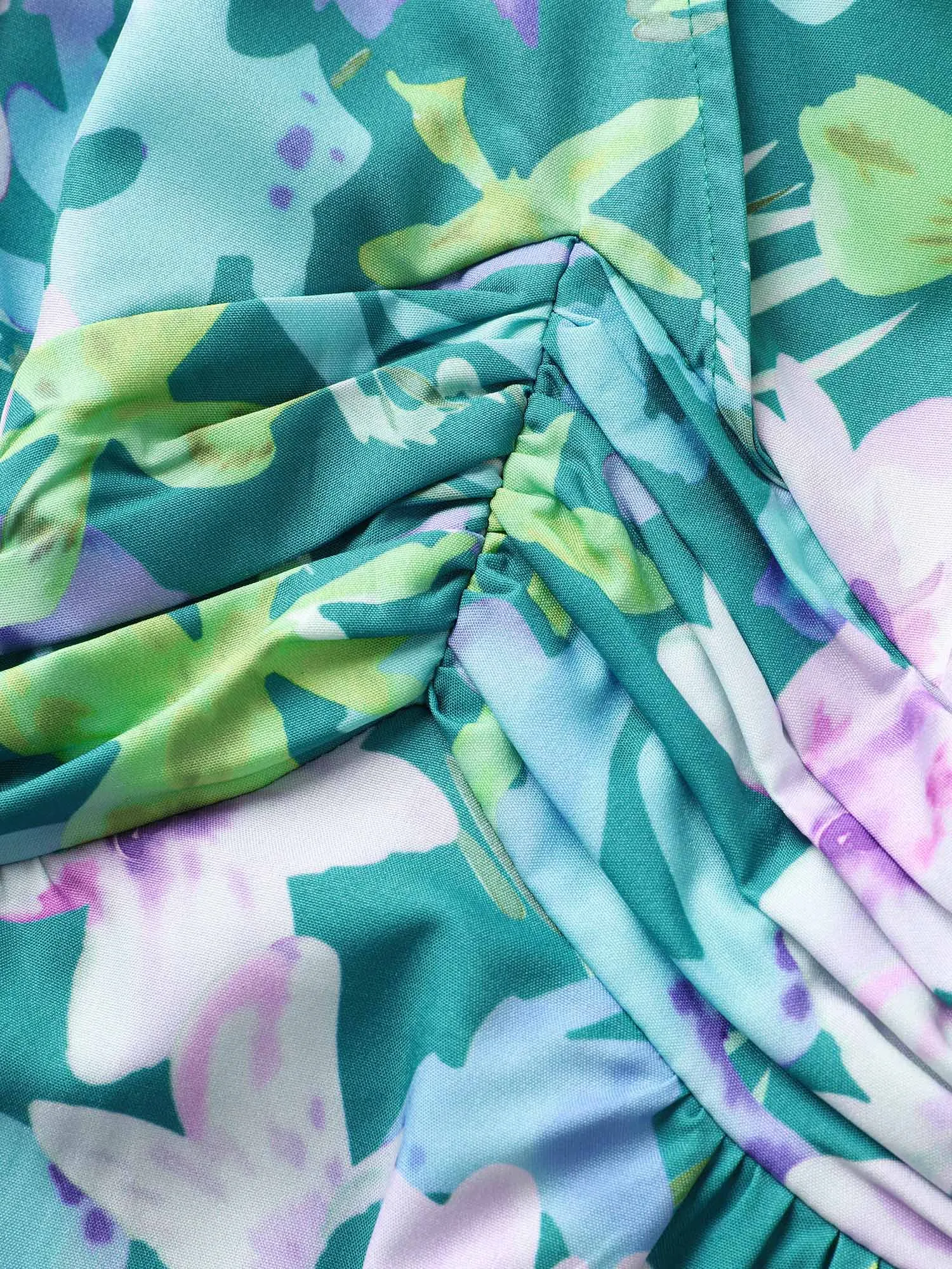 Floral Print Pleated Ruffle Sleeve Dress sold by Bloomchic product image thumbnail 5