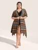 Colored Striped Cross Straps Asymmetrical Hem Kimono sold by Bloomchic