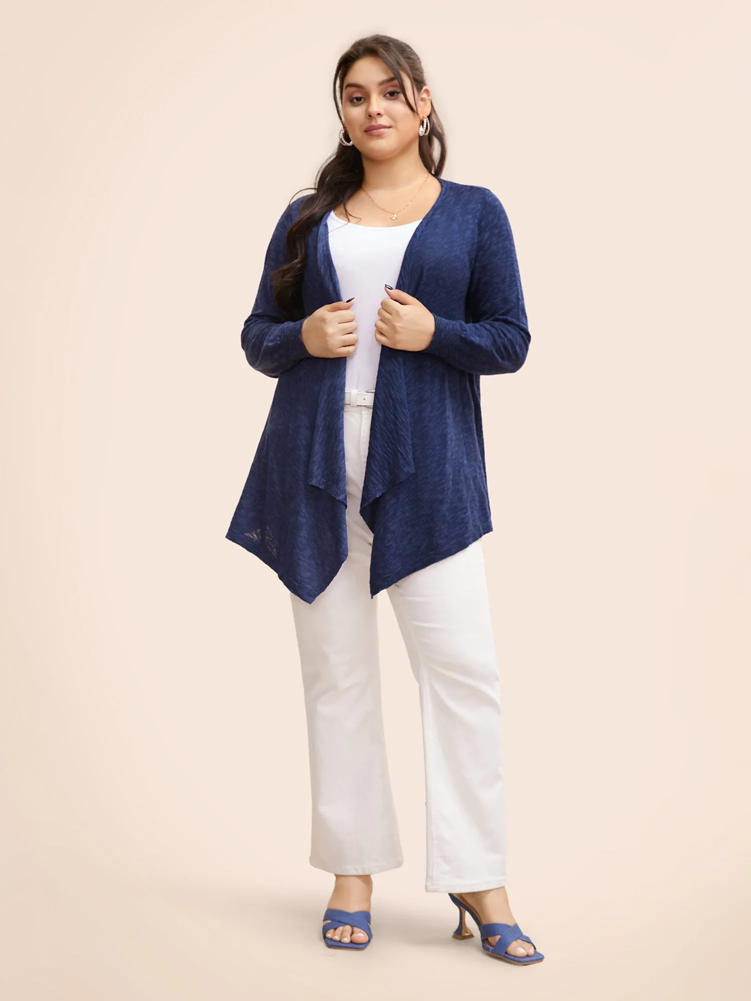 Kimono Collar Hanky Hem Cardigan sold by Bloomchic product image thumbnail 3