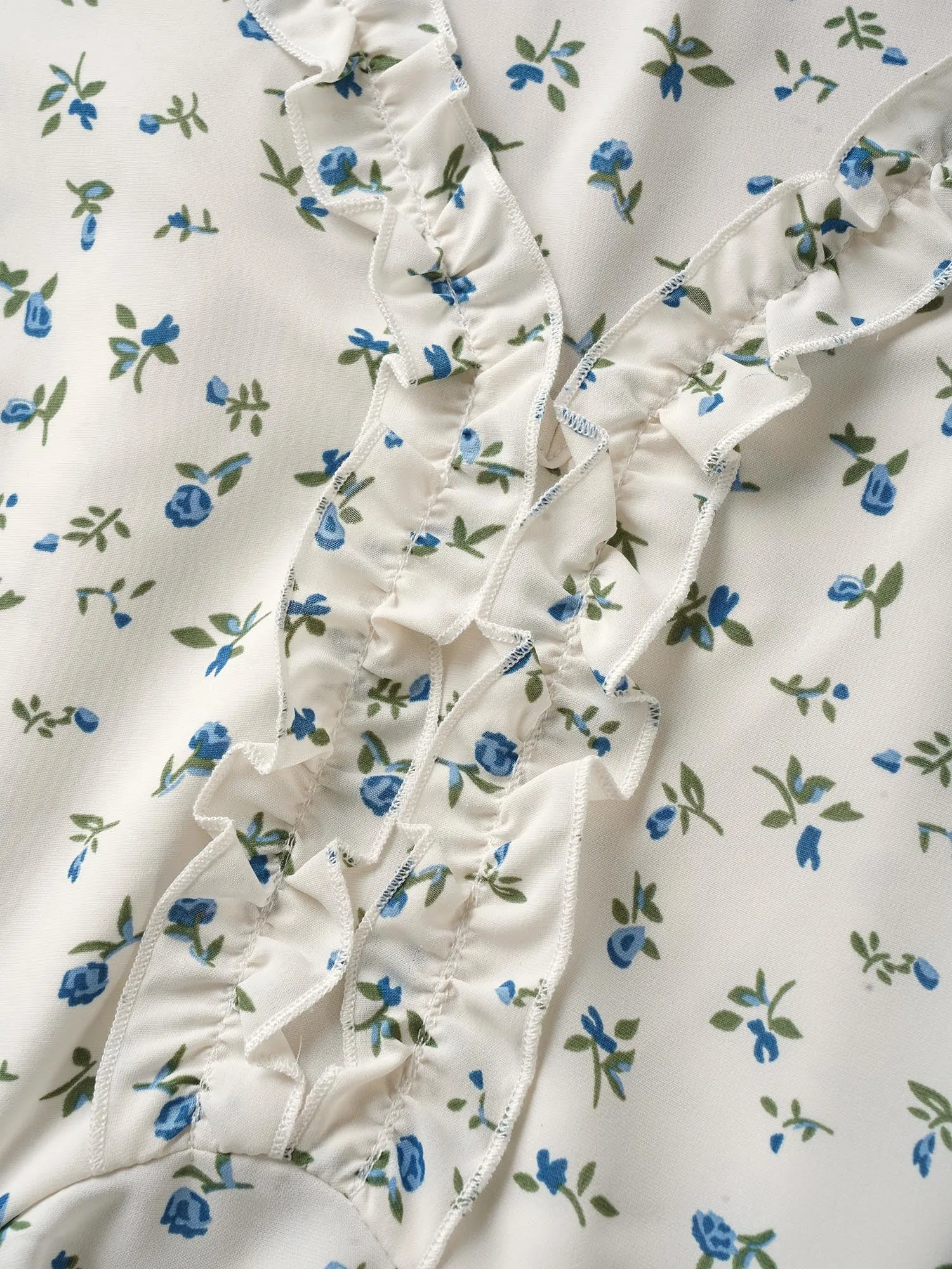 V Neck Ditsy Floral Frill Trim Blouse sold by Bloomchic product image thumbnail 5