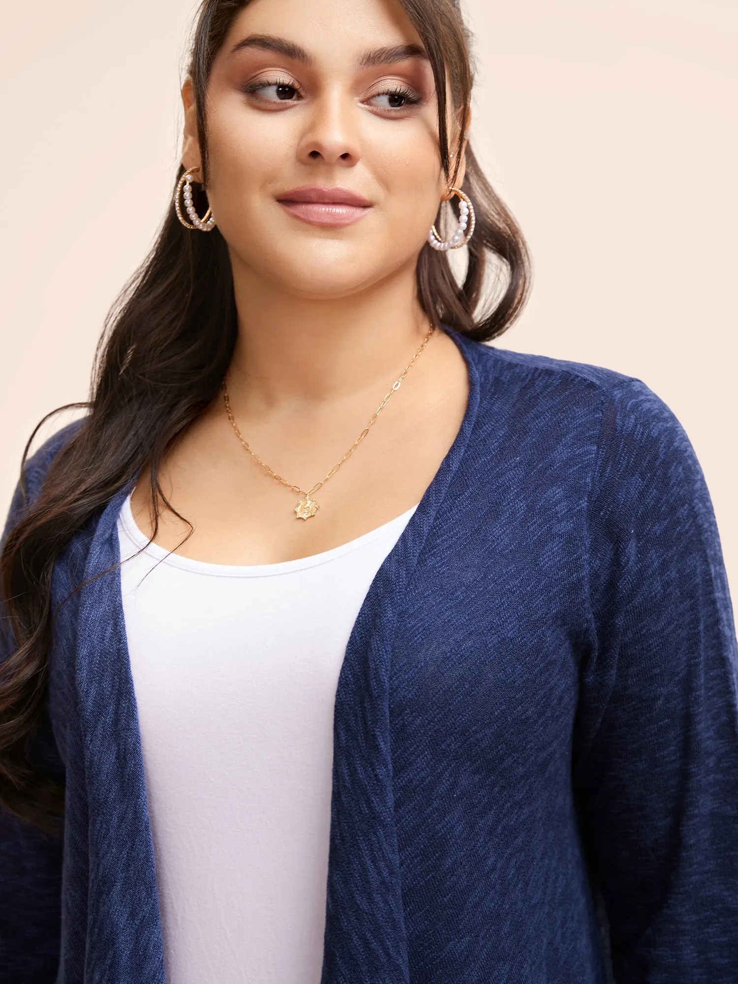 Kimono Collar Hanky Hem Cardigan sold by Bloomchic product image thumbnail 4